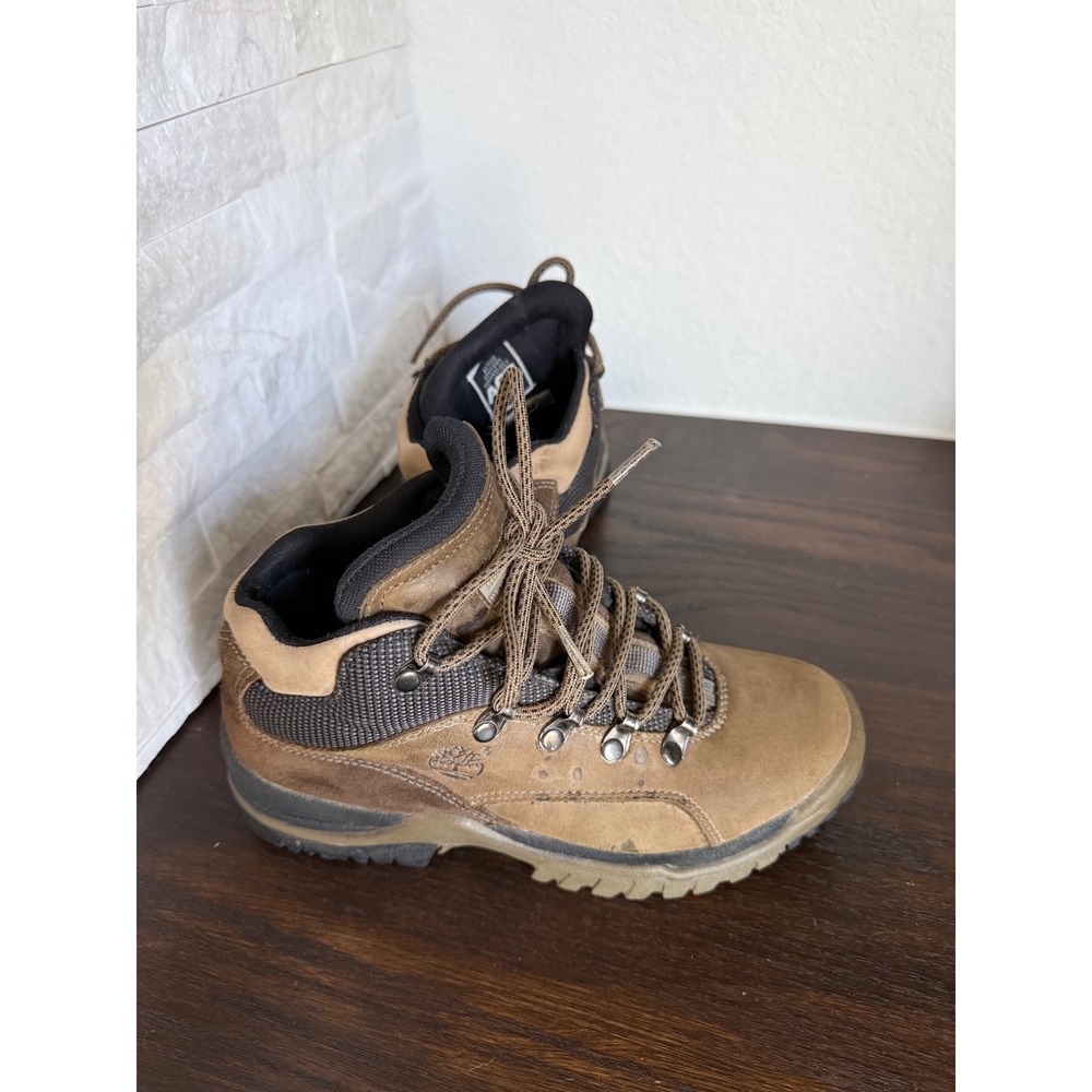 Timberland ACT Brown Leather Hiking Boots Womens 6.5 M Mid Top Trail Shoes - Picture 6 of 9